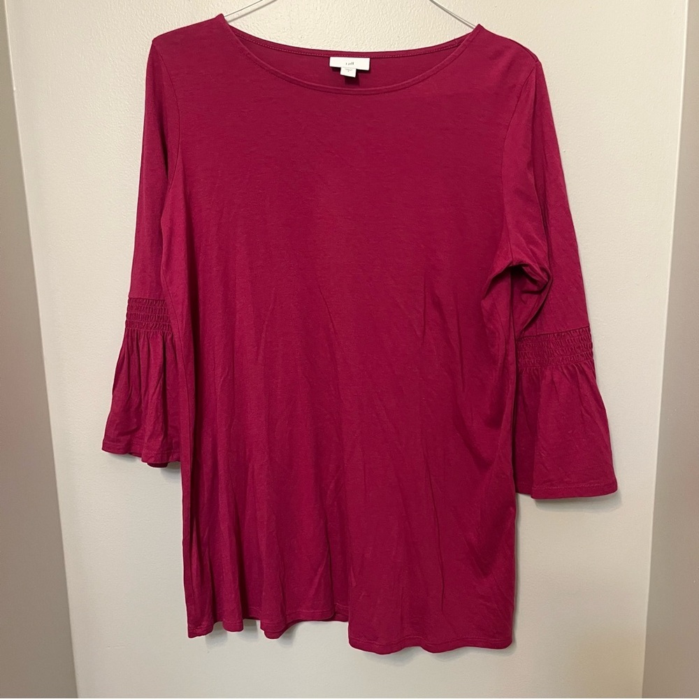 J Jill Women’s S Pink Purple Long Sleeve Pullover Lightweight Tunic Top EUC